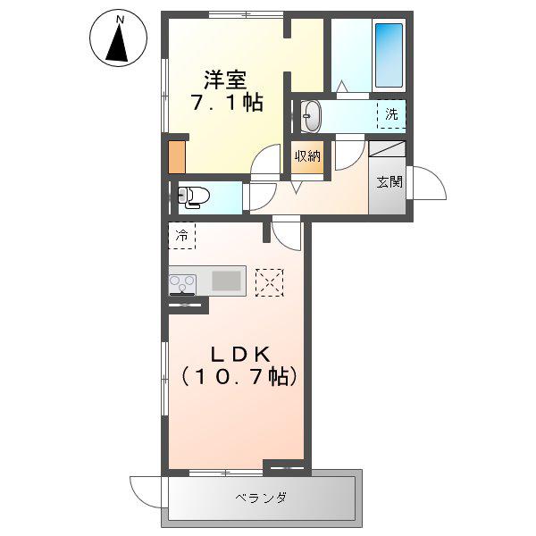 コンフォース(1LDK/1階)の間取り写真