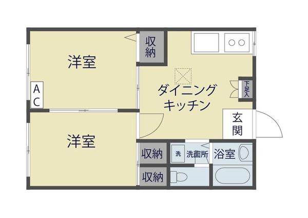 ひいらぎハイツ(2DK/2階)の間取り写真