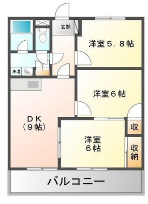 グリーンヒルズ香川(3DK/2階)の間取り写真