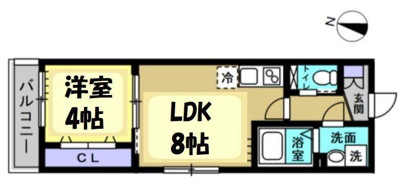 RUTILE吉川美南(1LDK/3階)の間取り写真