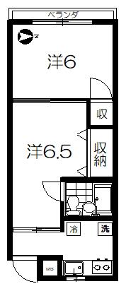 ＪＲ中央線 東中野駅 徒歩4分 3階建 築41年(2K/2階)の間取り写真