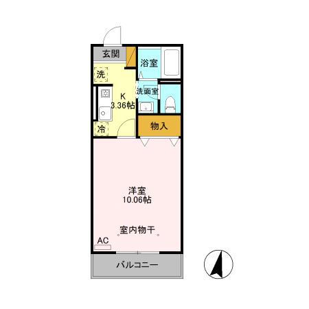 ロイヤルパレス春日山(1K/2階)の間取り写真