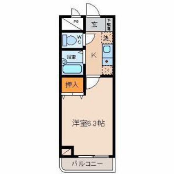 メゾン安野屋(1K/2階)の間取り写真
