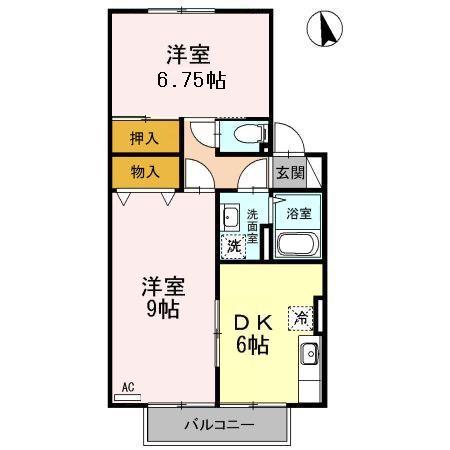 セントラルハイム(2DK/1階)の間取り写真