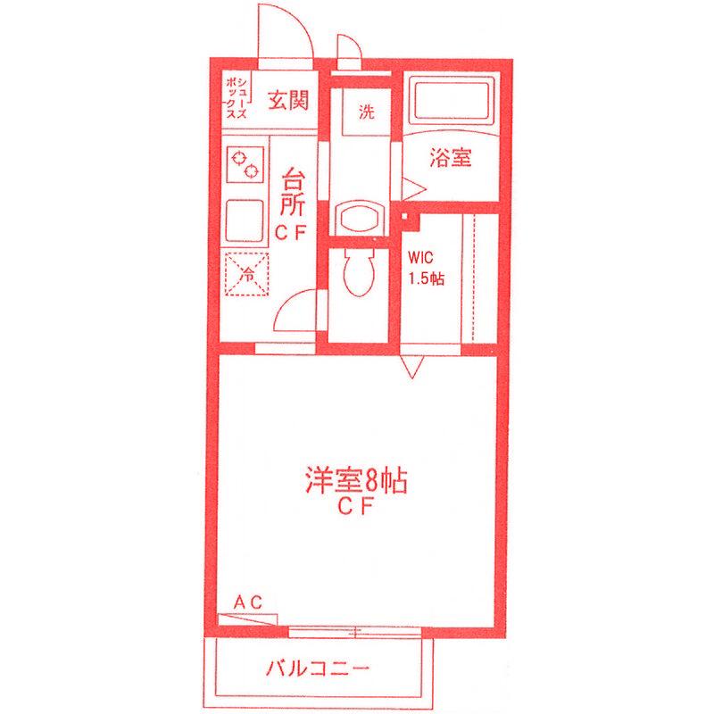 ワンズ イースト(ワンルーム/2階)の間取り写真