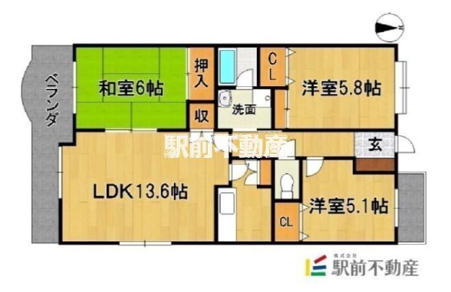 ロイヤルパークマンション(3LDK/8階)の間取り写真