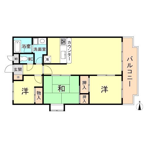 朝日プラザモンターニュ北神戸1番館(3LDK/7階)の間取り写真