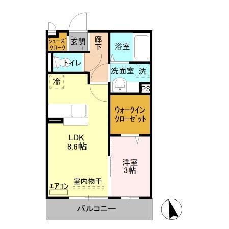 コマンドゥール(1LDK/2階)の間取り写真