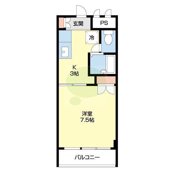 ヤマイチPLAZA吹上(1K/2階)の間取り写真