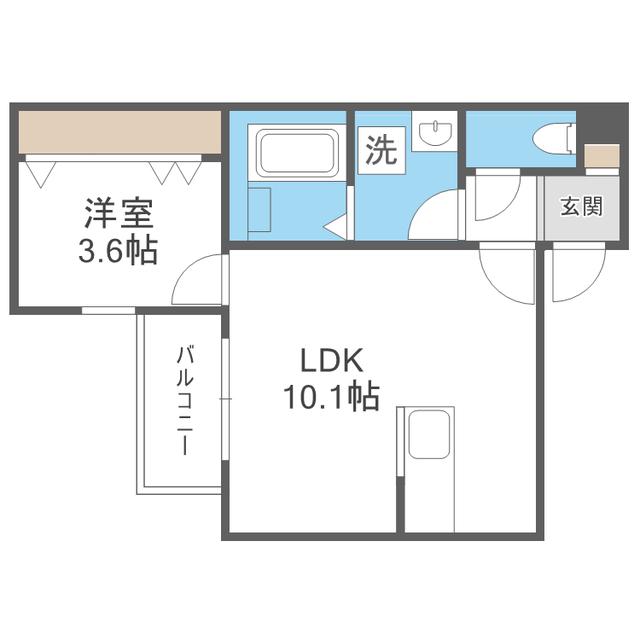 OC周船寺(1LDK/2階)の間取り写真