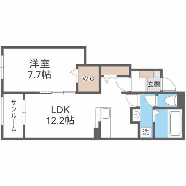 ウィスタリア I(1LDK/1階)の間取り写真