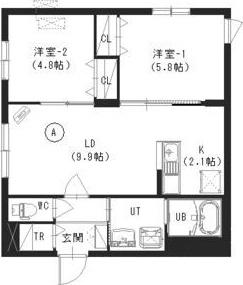 シティプレミア白石(2LDK/1階)の間取り写真