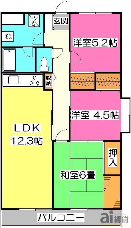 グレイス小手指(3LDK/3階)の間取り写真