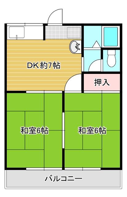 プラムガーデン(2DK/1階)の間取り写真