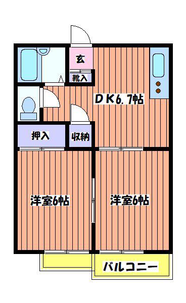 サンハイツ(2DK/1階)の間取り写真