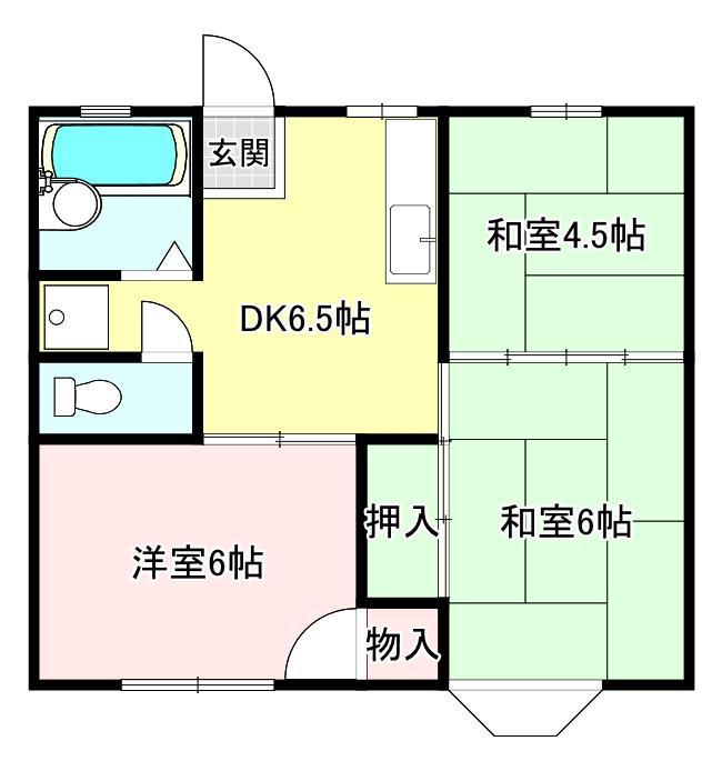 グランデールD(3DK/1階)の間取り写真