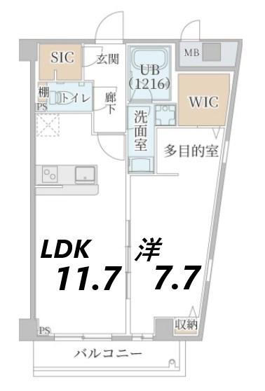 KS GRAND RIVER(1LDK/4階)の間取り写真