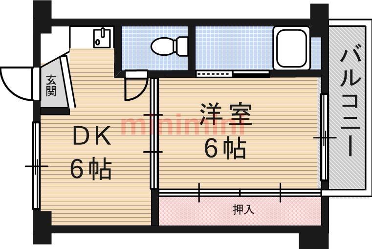 ビレッジハウス服部(1DK/3階)の間取り写真