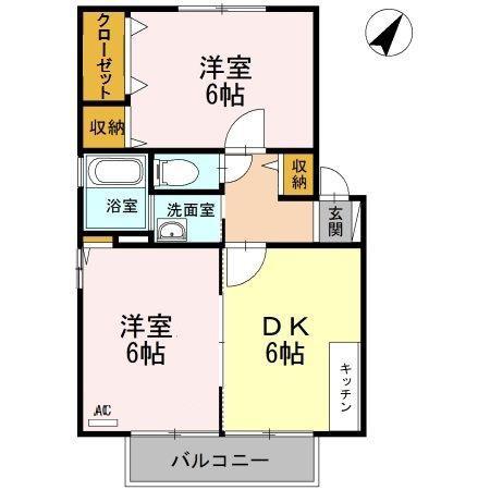 フローラルサンリッチ(2DK/2階)の間取り写真