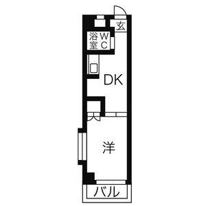 ヴェルドミール志賀(1DK/2階)の間取り写真