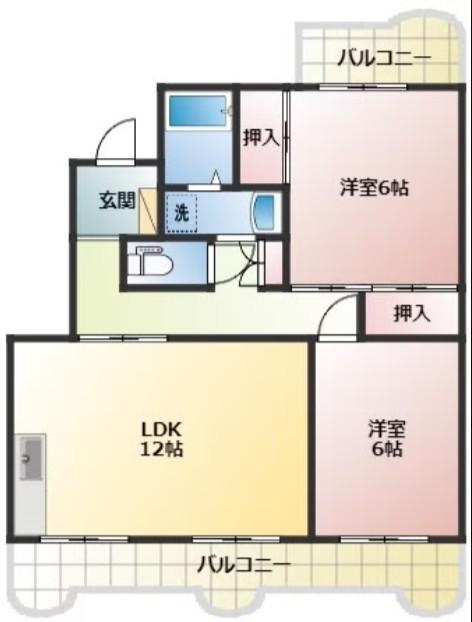 グランヴェール伏見II(2LDK/1階)の間取り写真