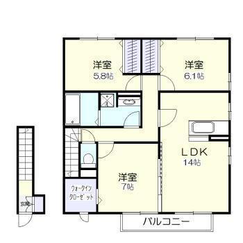 ヴェルティセ(3LDK/2階)の間取り写真