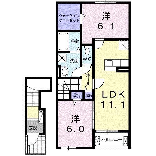 エクセラン(2LDK/2階)の間取り写真