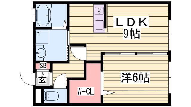 ルポ・アーネット(1LDK/2階)の間取り写真