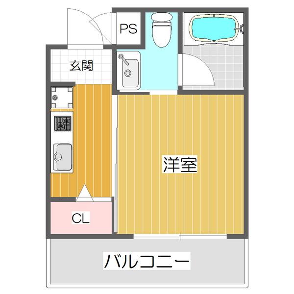 ヒルトップハイム桜川(1K/10階)の間取り写真