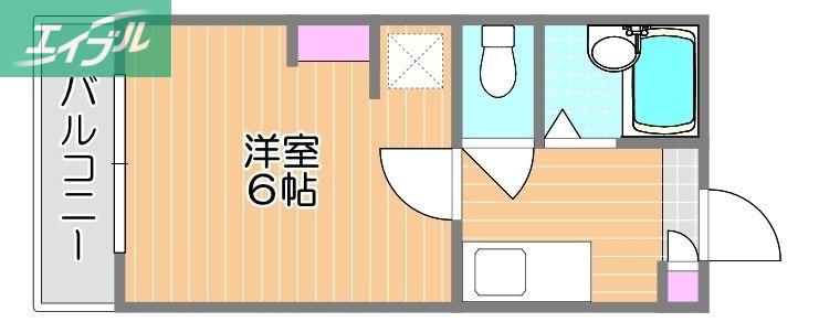 プレアール南方I(1K/3階)の間取り写真