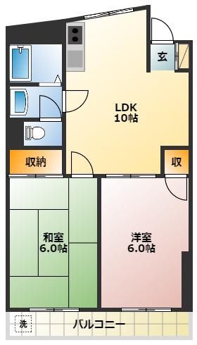 三高・徳丸パークハイツ(2LDK/4階)の間取り写真