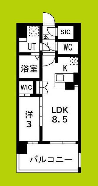 アーバンパーク御幣島(1LDK/8階)の間取り写真