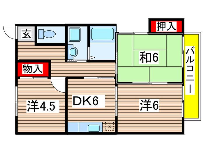 第6コーポ青山(3DK/2階)の間取り写真