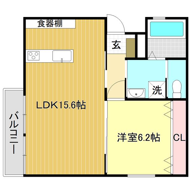 PROUD秦南(1LDK/1階)の間取り写真