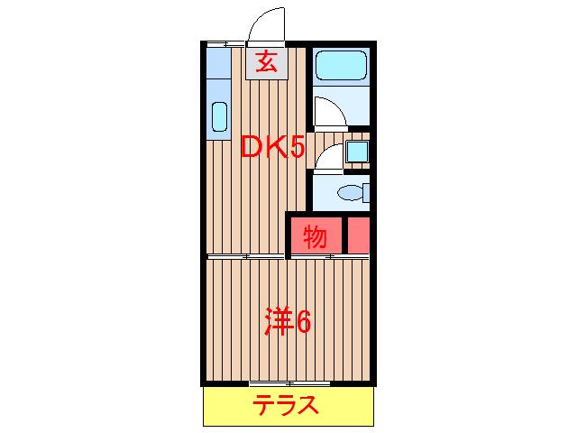 ジョワージファミーユ5号棟(1DK/1階)の間取り写真