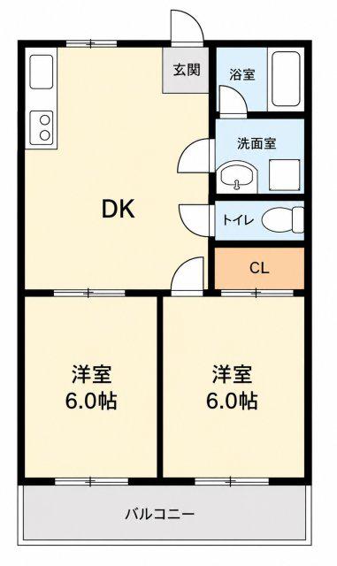 ハイツ菊水(2DK/4階)の間取り写真