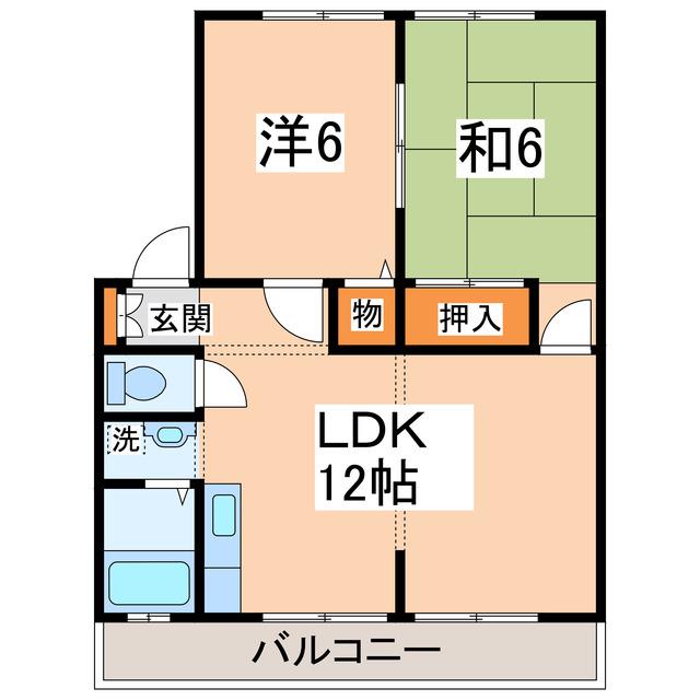 サンライフクレイン(2LDK/2階)の間取り写真