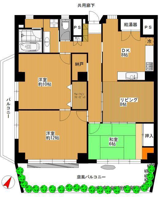 コーポ高砂(3LDK/2階)の間取り写真