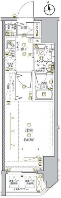 クレイシア秋葉原イースト(1K/9階)の間取り写真