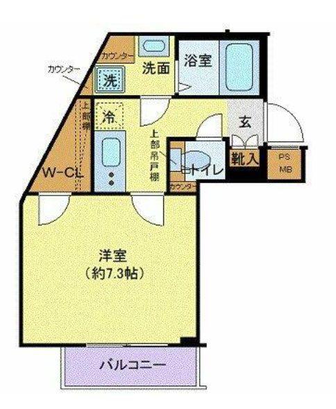 ディアレイシャス池尻大橋(1K/2階)の間取り写真