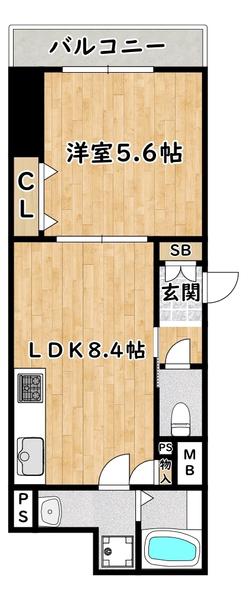 ラモーナ加島II(1LDK/1階)の間取り写真