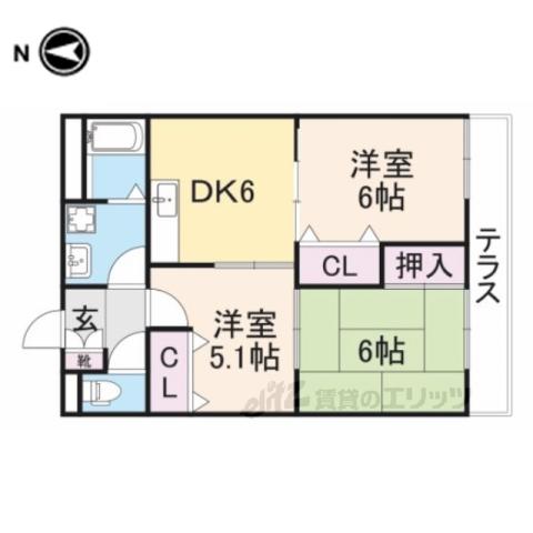ウッディービレッジ2(3DK/3階)の間取り写真