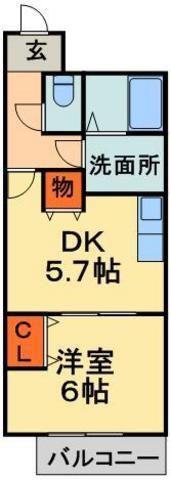 FORET DU CAMELIA(1DK/2階)の間取り写真