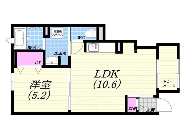 アドニス A(1LDK/1階)の間取り写真