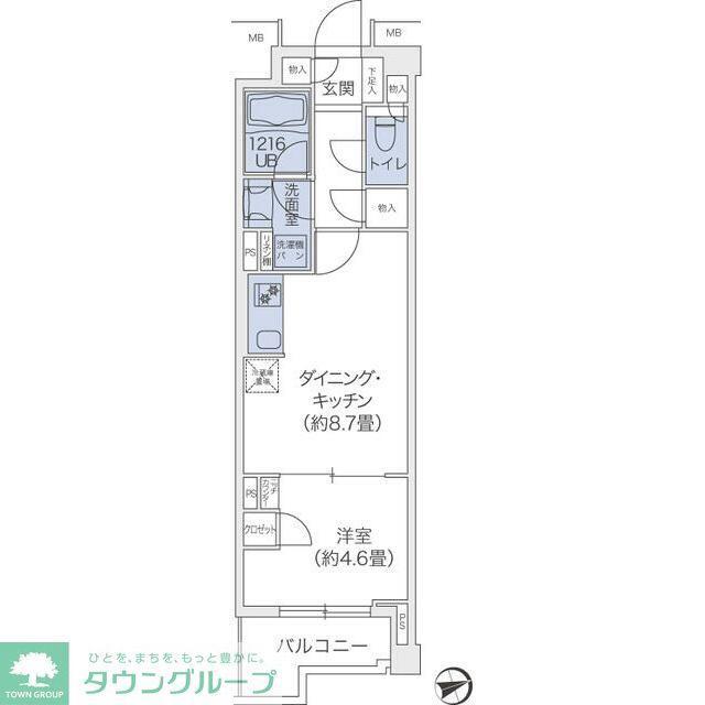 代官山BLESS鉢山(1DK/1階)の間取り写真
