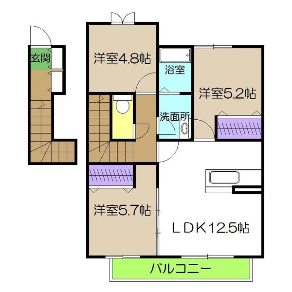 シャーメゾン ラ・フレーズA棟(3LDK/2階)の間取り写真