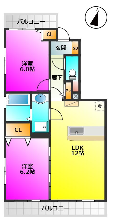 U.ZハイツI(2LDK/1階)の間取り写真