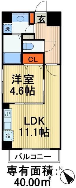 IWA3(1LDK/4階)の間取り写真