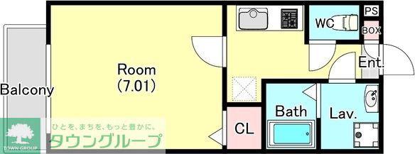 ジーメゾン宮原(1K/3階)の間取り写真