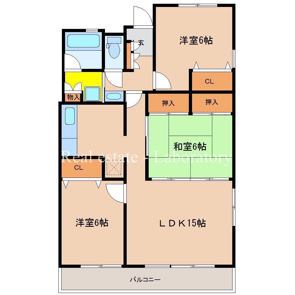 サルヴァトーレ丸島(3LDK/4階)の間取り写真